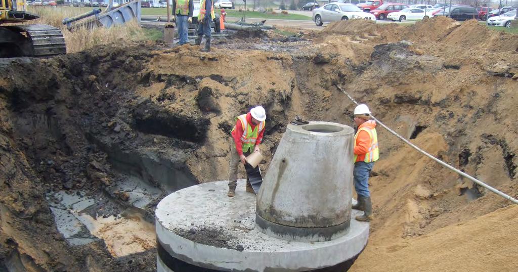 The district works with customer communities to provide infrastructure capable of handling needs for decades to come, as in this City of Monona well and manhole installation.