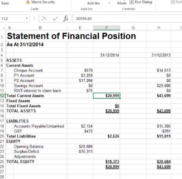 8. End-of-Year Financial Statements The spreadsheets provide three reports to help with end-of-year Financial Statements.