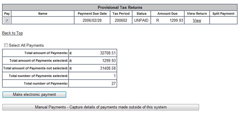 Select the payment(s) you want to process Click Make electronic payment.