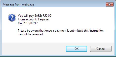 Selecting Cancel will cancel the transaction.