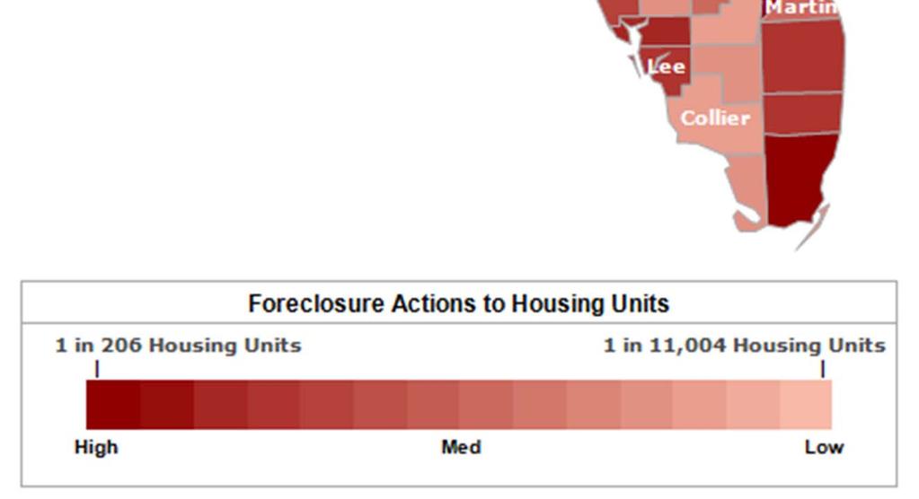 11% of housing units received at least 1 filing) November 2012, compared to US: Florida foreclosure starts increased 20% from one year