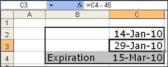 30 Excel Renewal Calculator If you have a policy expiration date and you need to know when the 15 day renewal period occurs, then use the technique shown below in Excel.