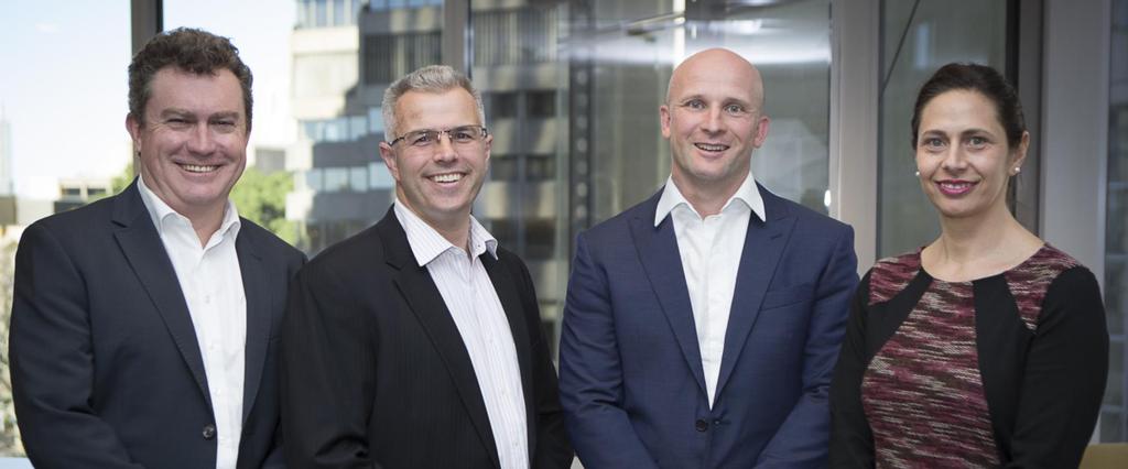 Australian Unity Office Fund Management team From left: Mark Pratt, Executive General Manager,