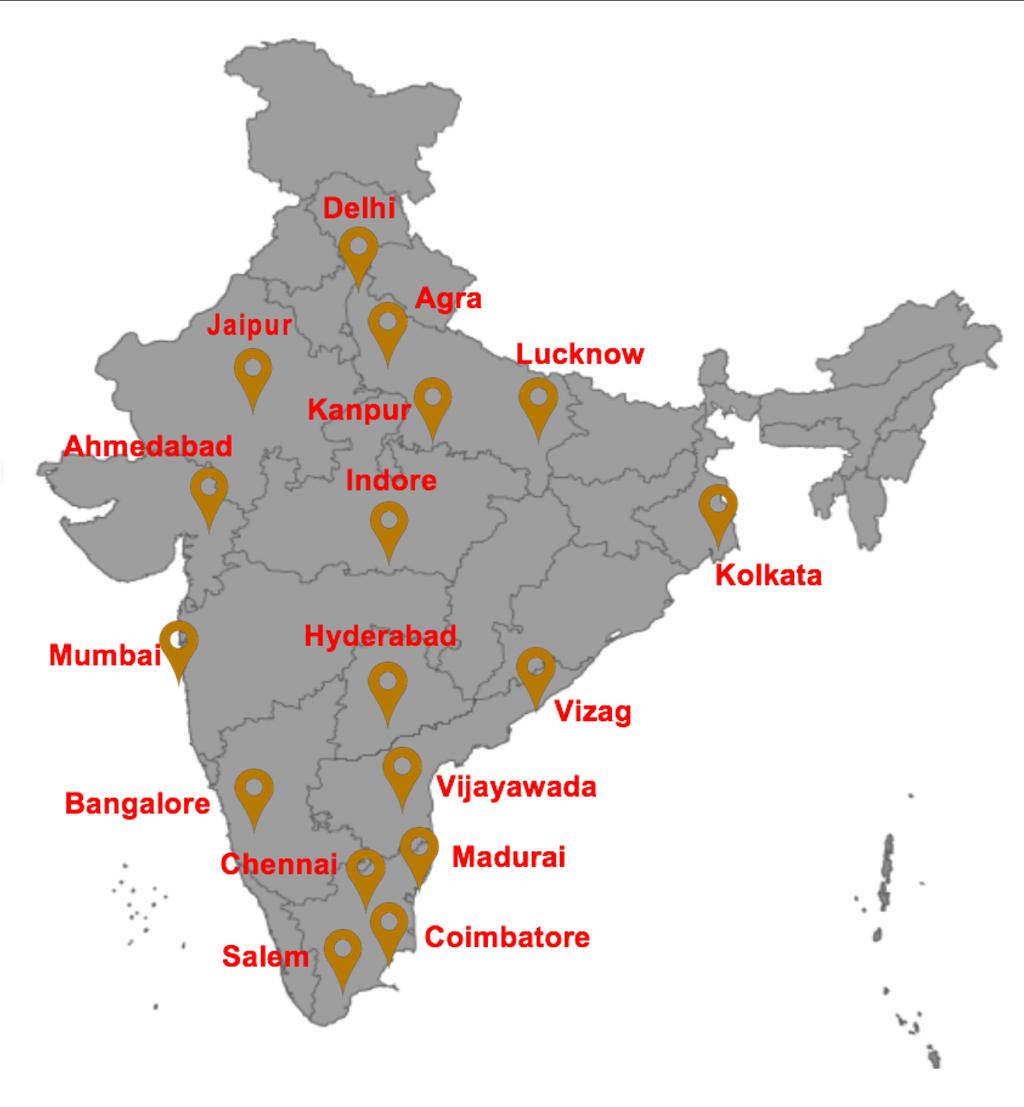 Extensive Reach Pan-India reach with distribution channels across 17 cities