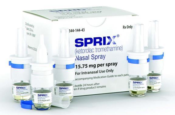 Q3 SPRIX Nasal Spray & OXAYDO Growth Indication SPRIX Nasal Spray (ketorolac) Use in adult patients for the short-term (up to five days) management of moderate