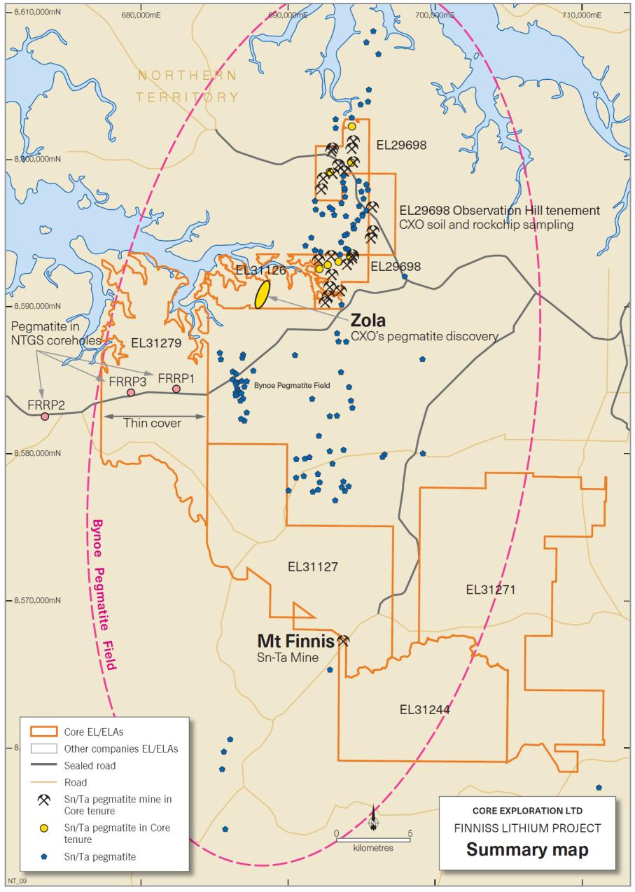 analysis of Haddington Resources Ltd (now Altura Mining Limited ASX:AJM)) regional geochemistry shows that lithium anomalism clearly extends westward into Core s new EL31279 from the outcropping