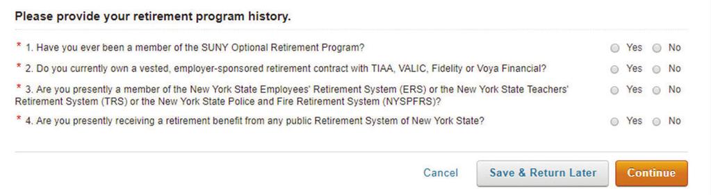 8. Complete the Retirement Program Election steps. a.