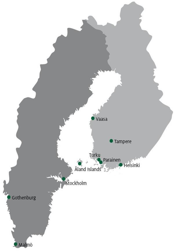Three Markets Two Strategies The Åland Islands Finland Sweden 3 offices + 2 rep offices, market share 55-60 % Full product range offered A bank for everyone 5 offices in affluent parts of Finland,
