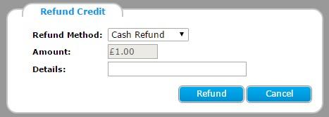 Select the amount you would like to refund by clicking on it, this will highlight the row in grey. Click on Refund and another pop up will appear.