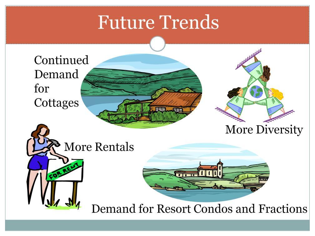 DEMAND FOR COTTAGES - Continued demand for recreational waterfront properties both related to: - the projected growth of the seasonal population - Research shows that found that 28% of baby boomers