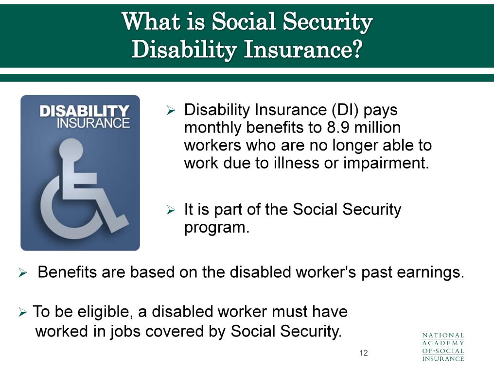 Since 1957, the Social Security program has provided cash benefits to people who have lost their capacity to earn a living because of severe disability.