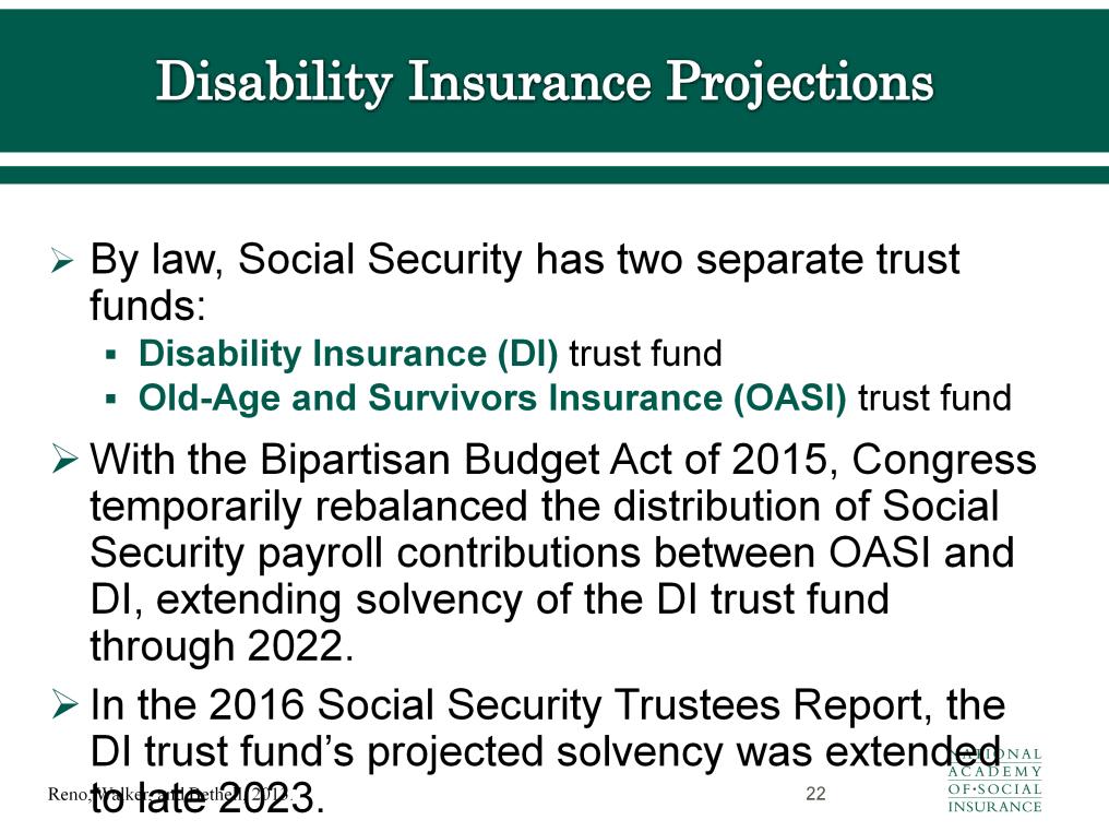 The Social Security system is made up of two trust funds. The two funds are often considered together as the OASDI, or Social Security, trust funds.