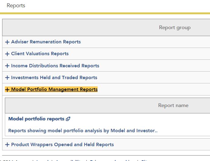 Model portfolio MI reporting 26 Use Report Zone to access a suite of model portfolio reports to monitor the models and make sure your clients are in the right model