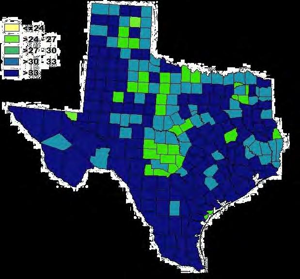 POTENTIAL Total % Obesity in Texas by County 2030 Percent of adults