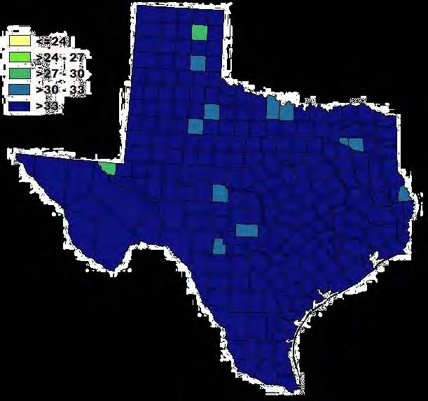 POTENTIAL Total % Obesity in Texas by County 2040 Percent of adults