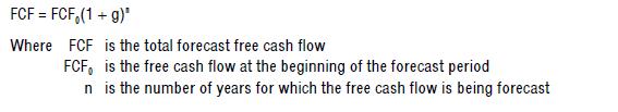 Where free cash flow is forecasted over a number of periods where the
