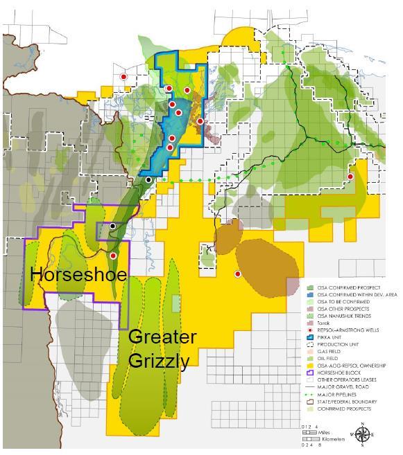 Oil Search Mapping Adjacent Area Oil Search Alaska (OSA) has a considerable acreage position on the North Slope including acreage contiguous with Red Emperor s Western Blocks OSA is in the process of