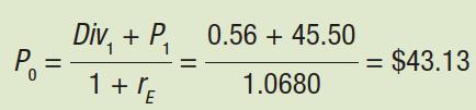 Example 9.1 Share Prices and Returns (pp.267-8) Execute: Using Eq. 9.1: Referring to Eq. 9.2, we see that at this price Coca Cola dividend yield is: Div 1 /P 0 = 0.