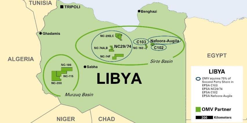 OMV in Libya: Operations restarted OMV operations in Libya OMV restarted production in Murzuq and Sirte basins in 2016 Expansion of capacity OMV increased stake in four Exploration and
