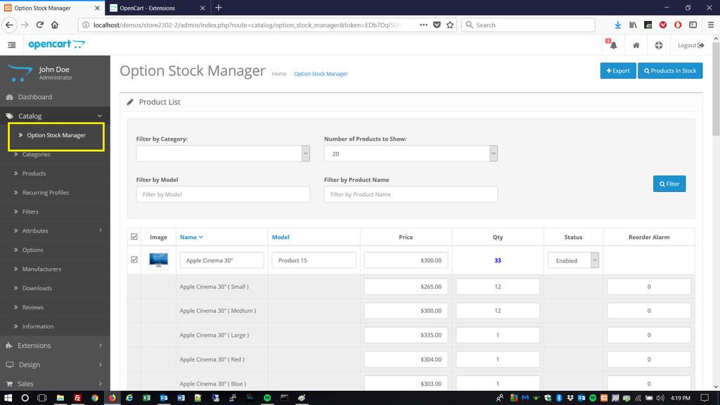 Option Stock Manager Use 1. This is the Option Stock Manager form.