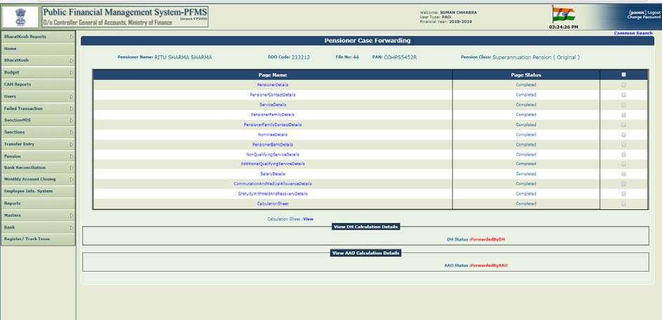 When user selects all Form status, options to pass to PAO, return to DH, return to HOO appears on the bottom of screen.