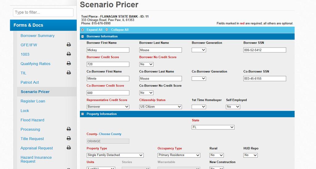 To locate the Scenario Pricing Engine, open Forms & Docs and midway down the menu click