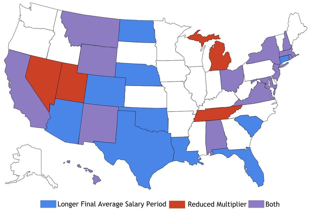 States that reduced employee pension benefits
