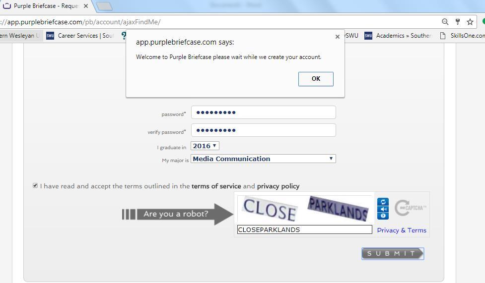 S T U D E N T S - S t e p - by- S t e p G u i d e - S W U C a r e e r L i n k 5 You should see this dialog box if your registration