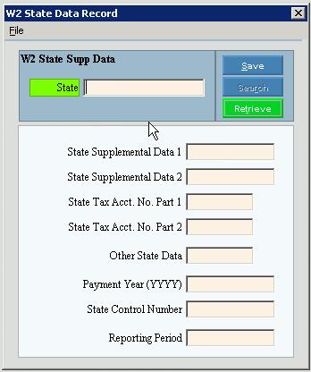 4. Click State Supplemental Data FM. Or, use the keyboard shortcut: [ALT] [t] [u] [w] [s].