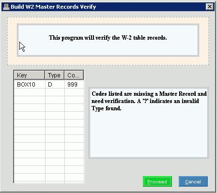 4. Click Build W-2 Master Records. Tip: Or, use the keyboard shortcut: [ALT] [t] [y] [w] [b].