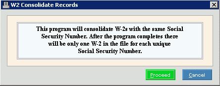 W2 Consolidate Records Use the W2 Consolidate Records routine to consolidate multiple employee W-2 records into one employee W-2 record. Notes: The W2 Consolidate Records routine is optional.