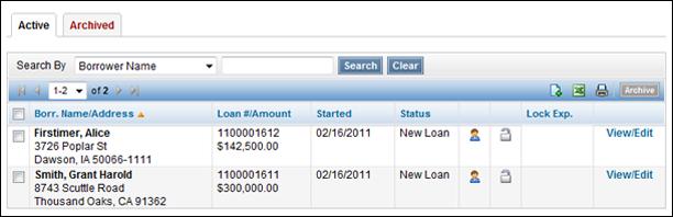 View the Pipeline Click the View Pipeline button on the Welcome page to view your pipeline of loans.