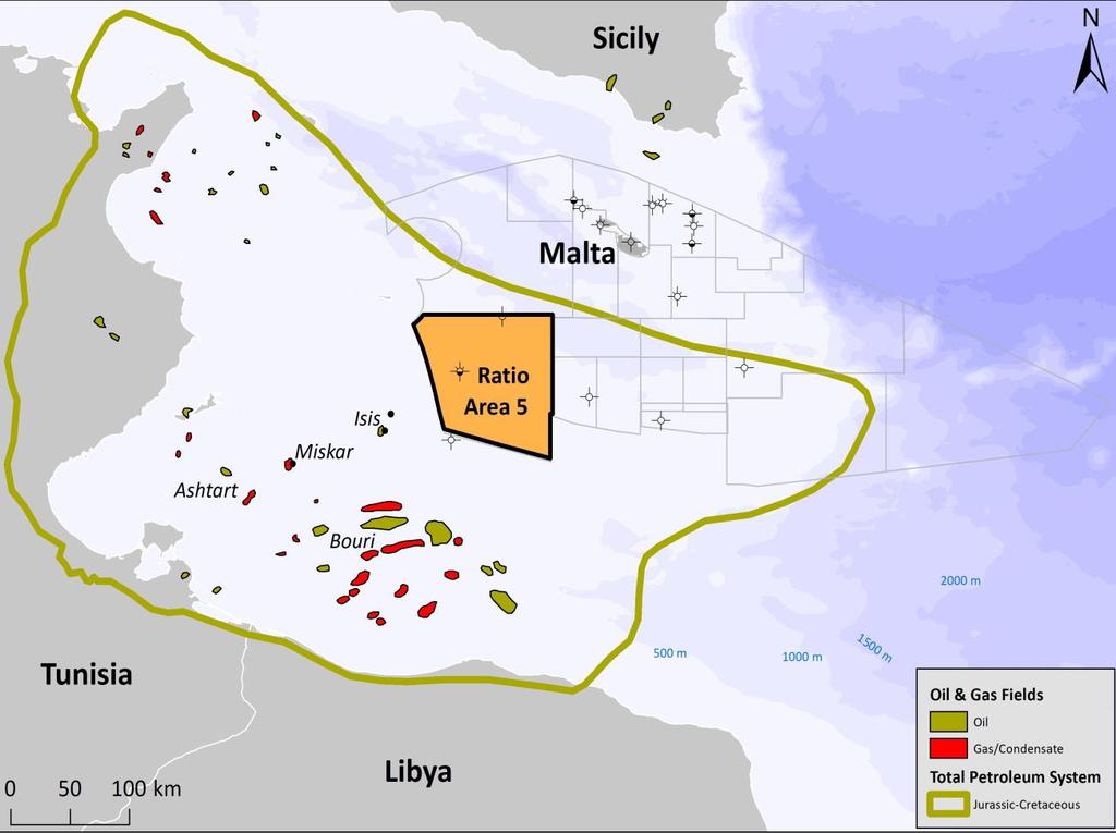10 Malta Area 5 > Area 5 is located in the Pelagian Basin The basin spans the waters of Libya, Tunisia and Malta Oil and gas discoveries exist south and west of the block (some of them are