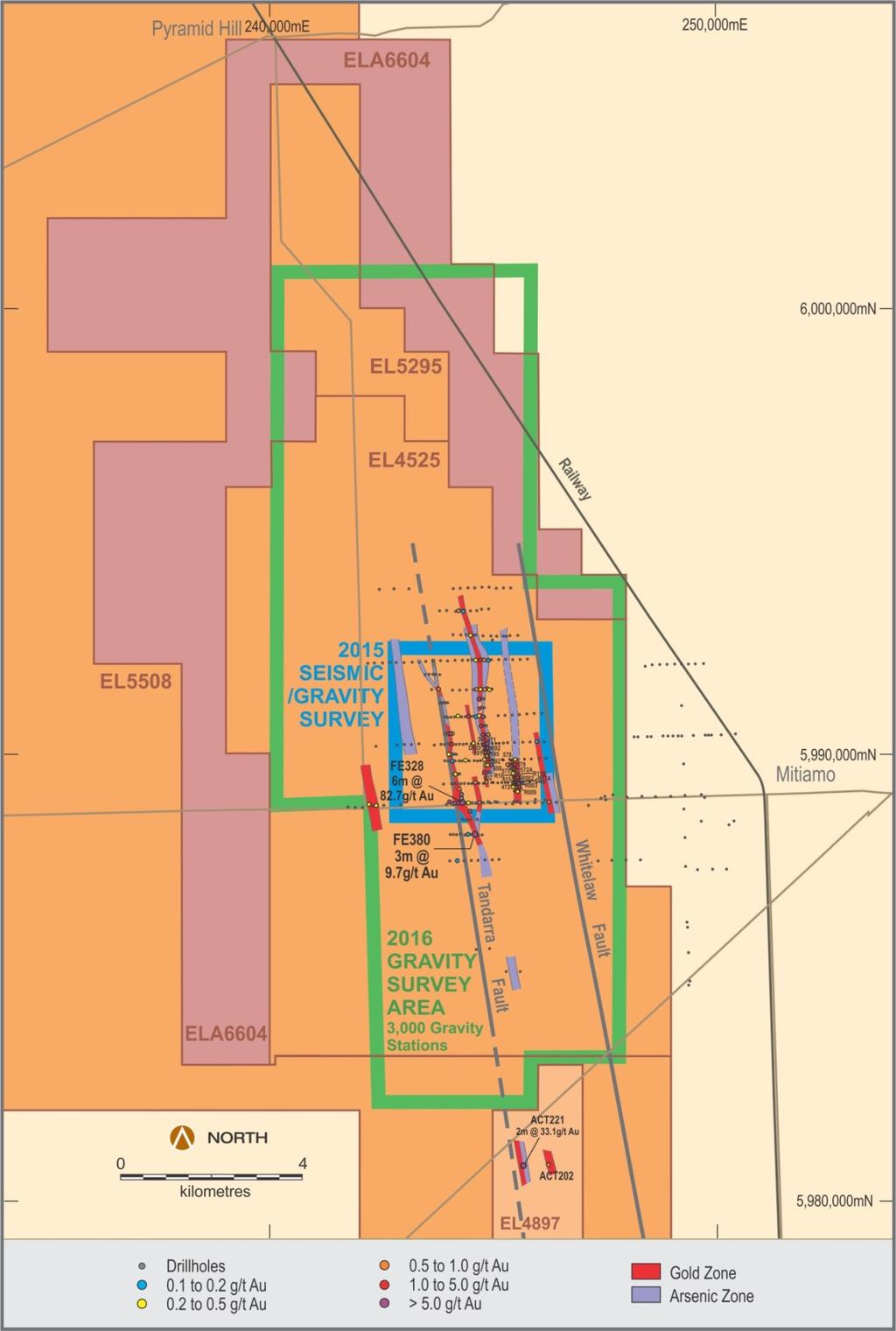 Figure 7: Proposed gravity survey on Four Eagles Gold Project