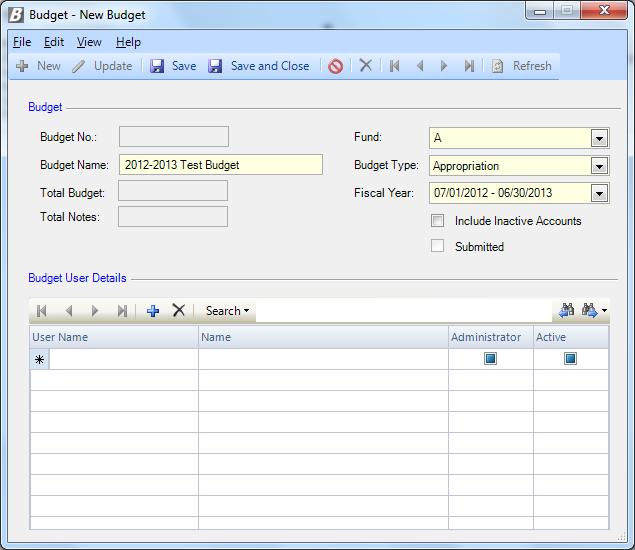 Budget Setup From the Data Entry menu, click Budget Setup to create a new budget and link those users and administrators who will be working with the selected budget. Adding a New Budget 1.