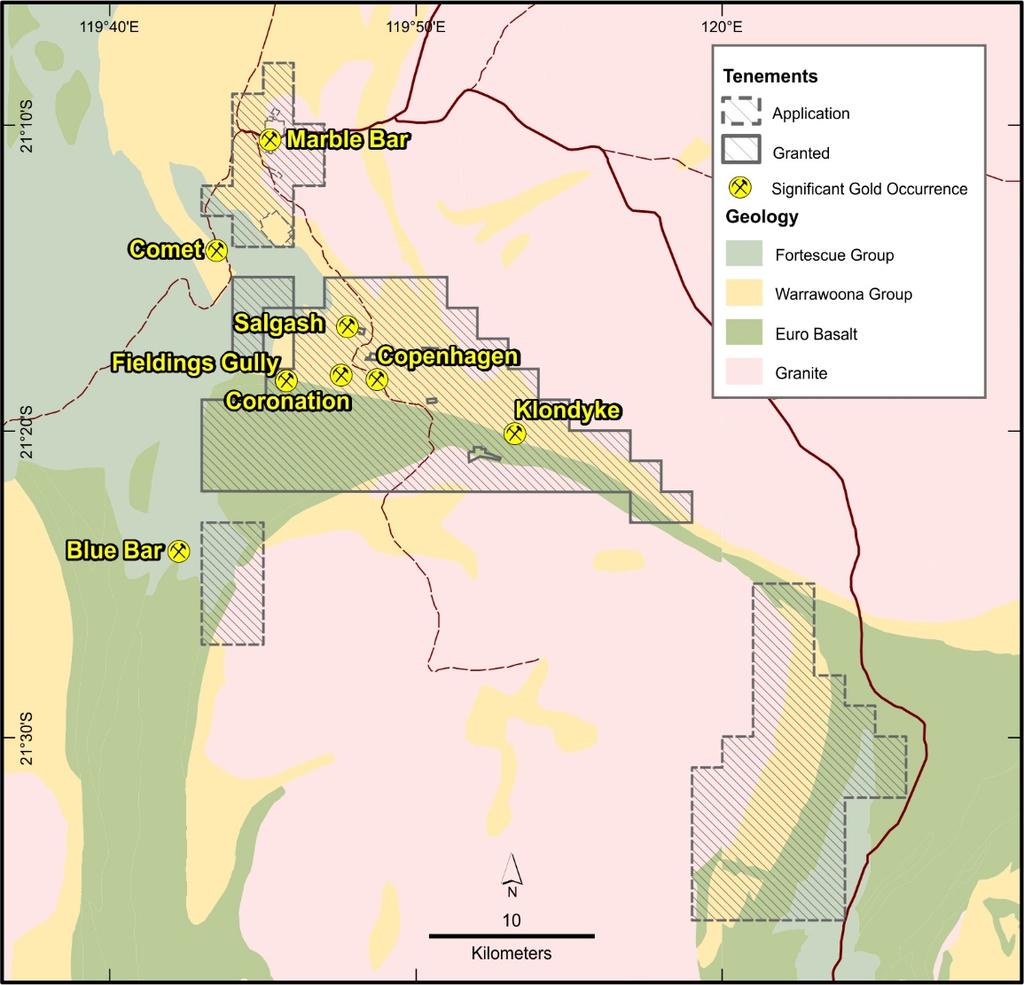 WARRAWOONA GOLD PROJECT TARGETING A LARGE AND RAPID INCREASE IN RESOURCE WITH MULTIPLE TARGETS IDENTIFIED PROJECT HIGHLIGHTS 363km 2 under control, application or option +200 historic mines located