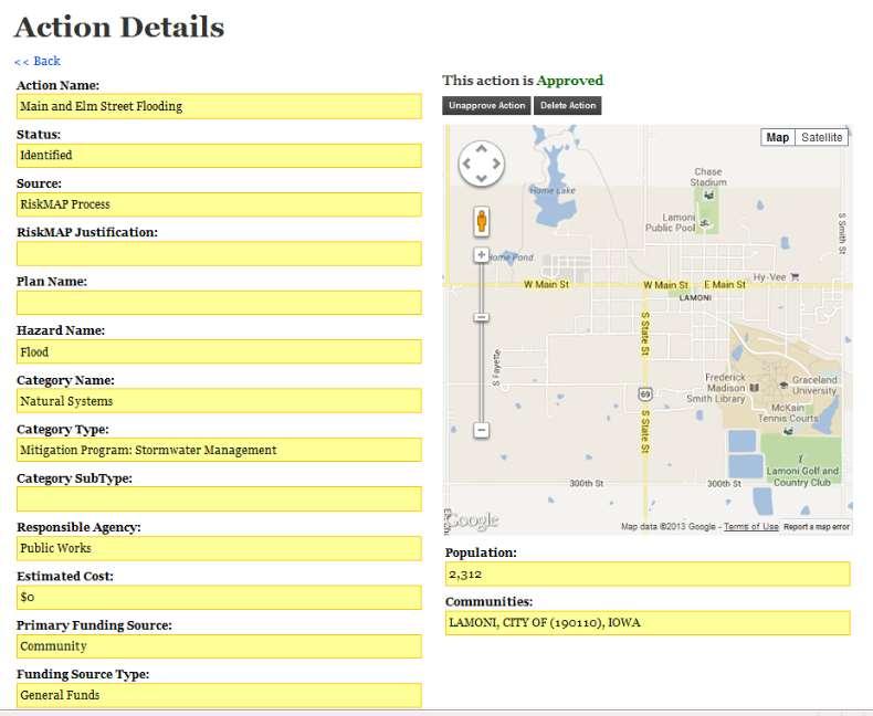 The Mitigation Action Tracker Web based collection tool: Identify Areas
