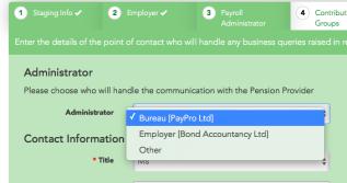 This could be the Employer. But typically, it s the Payroll Bureau or Accountant (who is operating pensionsync).