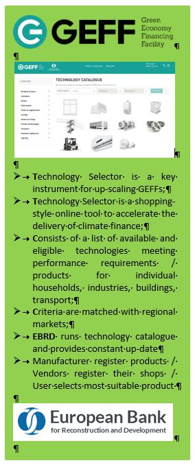 Sustainable finance Standardisation / setting up technology standards Implementation of Technology Selector Ensuring technology improvements / sustainability targets Scaling up resource efficiency