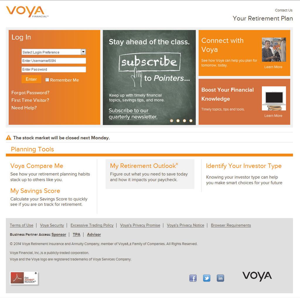 Step one 1. Go to www.voyaretirementplans.com to login to your account.
