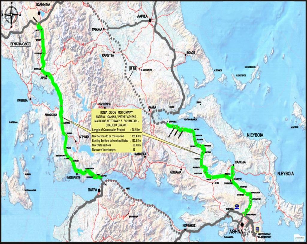 Concessions IONIAN ROAD Total separate motorways in Eastern and