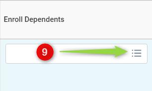 9. Select the dependent from the prompt button in the Enroll Dependents section.