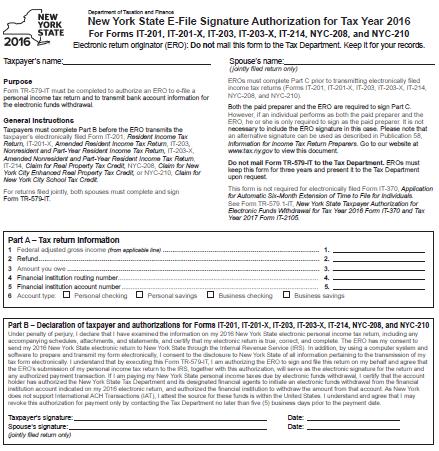 NYS E-File Signing this form is the same as signing the IT-201 Form.