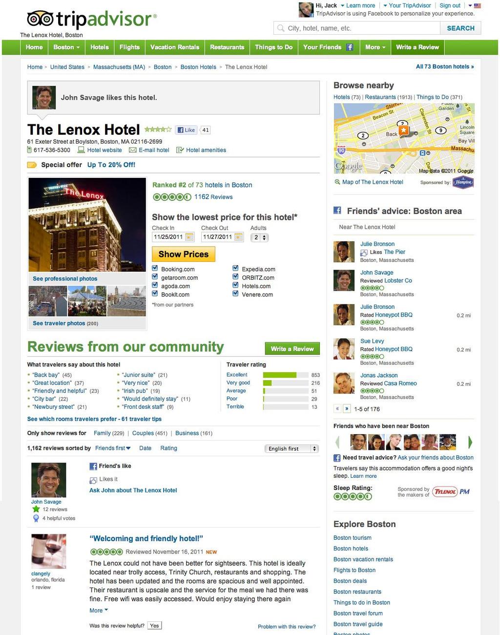 TripAdvisor s Business Model Consumer Value Business Value Facebook friend experiences Candid photos Tips from friends Business listing Display ad /