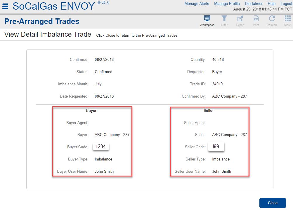 To view details of a trade, select the trade,