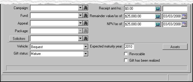 Understand the Planned Gift Record P LANNED GIFT TRACKING 9 When you add a planned gift, you create a gift record with the gift type of Planned Gift.