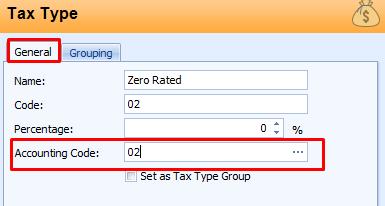 menu, under General, click on Tax Types Double click or click Edit to open the first tax type and enter the