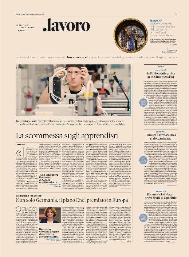The Wednesday of Il Sole 24 ORE focuses on the world of work. An in-depth analysis dedicated to the innovations that characterize the relationship with employees and personnel management. With.