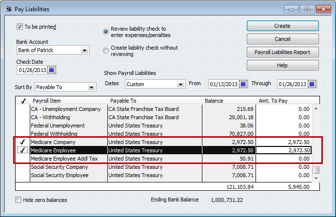 However, QuickBooks does not automatically select and include the Medicare Employee Addl Tax item.