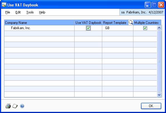 CHAPTER 1 VAT SETUP To specify security settings for specific tasks in VAT Daybook, use the Security Task Setup window.